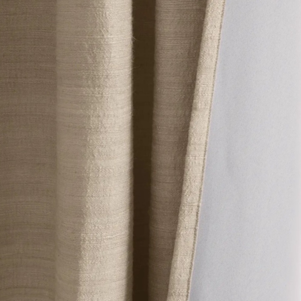 NWOT QUINCE Set Of 2 48x96 Raw Silk Curtains Sand Blackout 4753